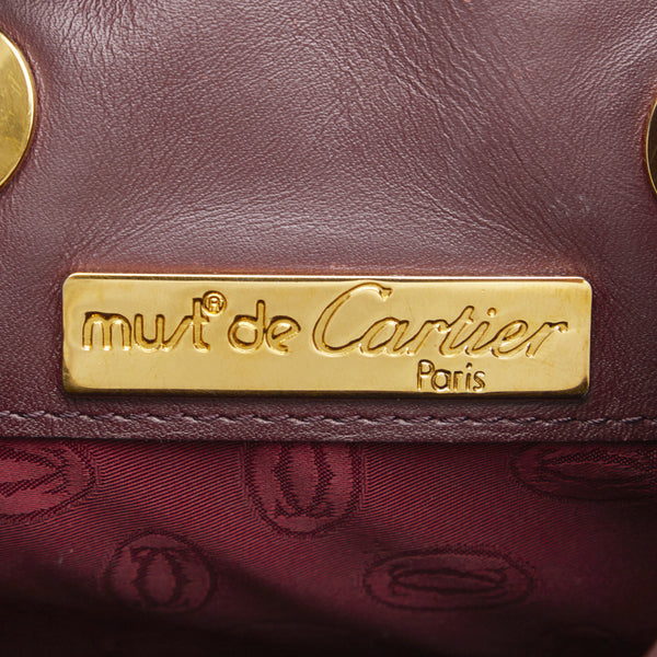 カルティエ マスト ワンショルダーバッグ ボルドー ワインレッド レザー レディース CARTIER 【中古】