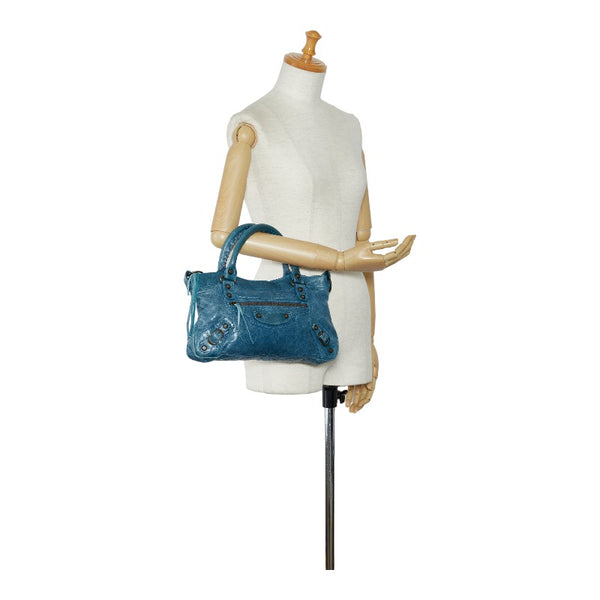 バレンシアガ ザ ファースト ハンドバッグ 103208 ブルー レザー レディース BALENCIAGA 【中古】