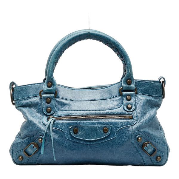 バレンシアガ ザ ファースト ハンドバッグ 103208 ブルー レザー レディース BALENCIAGA 【中古】