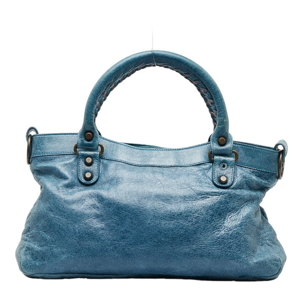 バレンシアガ ザ ファースト ハンドバッグ 103208 ブルー レザー レディース BALENCIAGA 【中古】