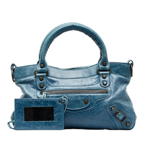バレンシアガ ザ ファースト ハンドバッグ 103208 ブルー レザー レディース BALENCIAGA 【中古】