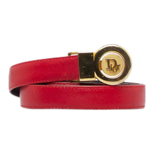 ディオール ヴィンテージ ロゴ ゴールド金具 ベルト D9246 レッド レザー レディース Dior 【中古】