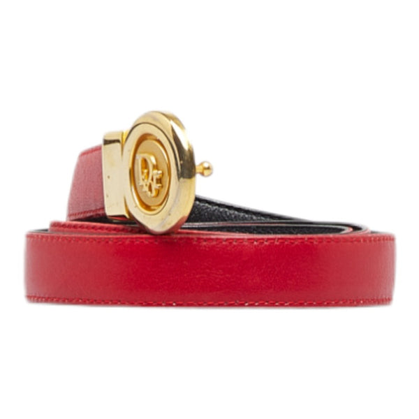 ディオール ヴィンテージ ロゴ ゴールド金具 ベルト D9246 レッド レザー レディース Dior 【中古】