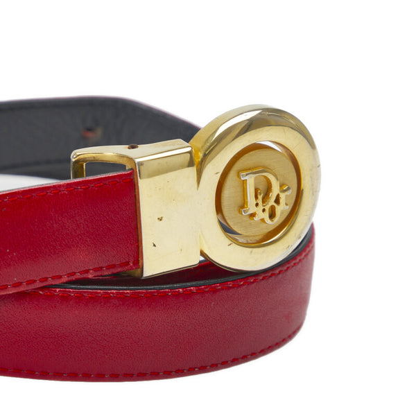 ディオール ヴィンテージ ロゴ ゴールド金具 ベルト D9246 レッド レザー レディース Dior 【中古】