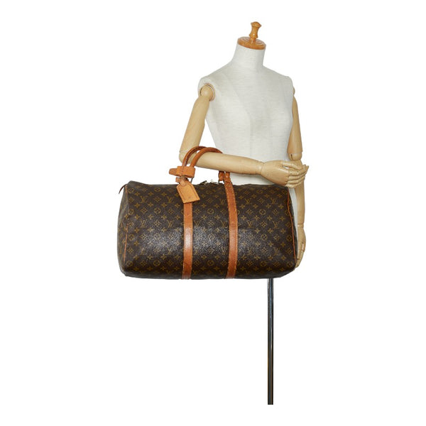 ルイ ヴィトン モノグラム キーポル50 ボストンバッグ M41426 ブラウン PVC レザー レディース LOUIS VUITTON 【中古】