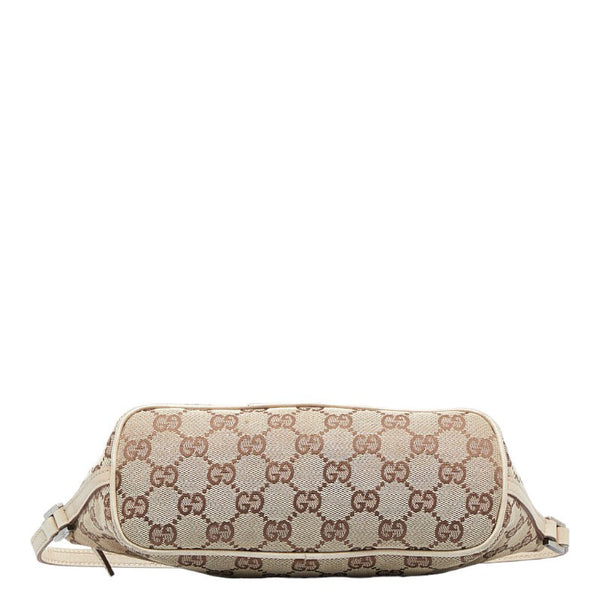 グッチ GGキャンバス アクセサリーポーチ ハンドバッグ 07198 ベージュ ブラウン キャンバス レザー レディース GUCCI 【中古】