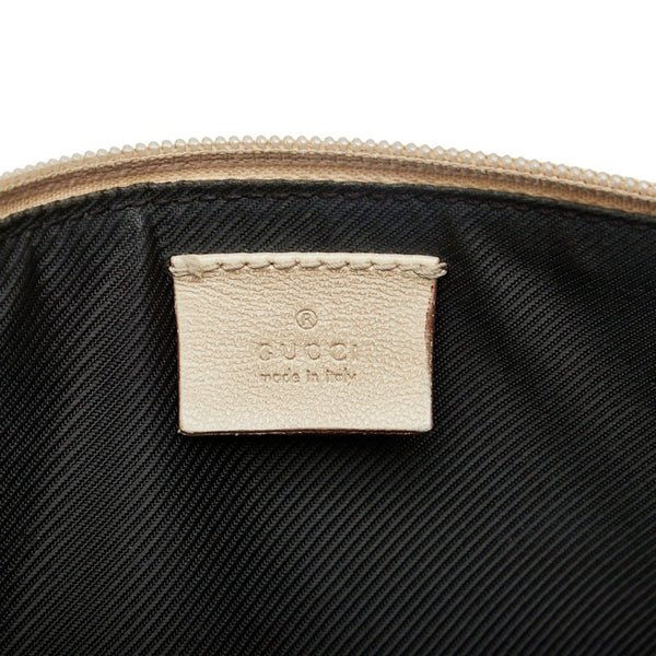 グッチ GGキャンバス アクセサリーポーチ ハンドバッグ 07198 ベージュ ブラウン キャンバス レザー レディース GUCCI 【中古】