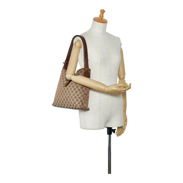 グッチ GGキャンバス ニュージャッキー ハンドバッグ ワンショルダーバッグ 110291 ベージュ ブラウン  キャンバス レザー レディース GUCCI 【中古】