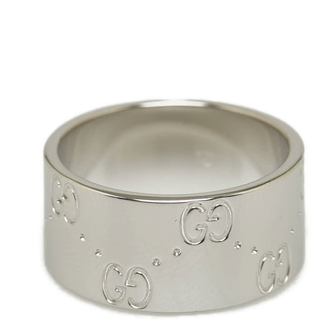 グッチ GGモチーフ アイコンリング ワイド リング 指輪 K18WG ホワイトゴールド メンズ GUCCI 【中古】
