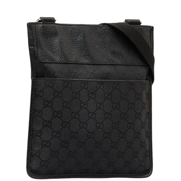 グッチ GGキャンバス 斜め掛け ショルダーバッグ 27639 ブラック キャンバス レザー レディース GUCCI 【中古】