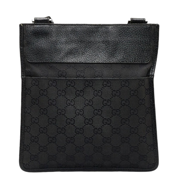 グッチ GGキャンバス 斜め掛け ショルダーバッグ 27639 ブラック キャンバス レザー レディース GUCCI 【中古】