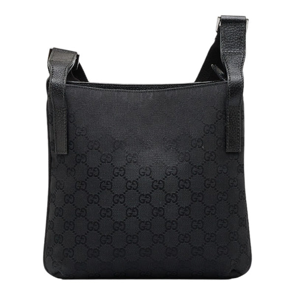 グッチ GGキャンバス 斜め掛け ショルダーバッグ 122793 ブラック キャンバス レザー レディース GUCCI 【中古】