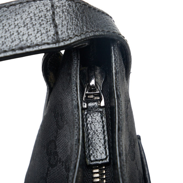 グッチ GGキャンバス 斜め掛け ショルダーバッグ 122793 ブラック キャンバス レザー レディース GUCCI 【中古】