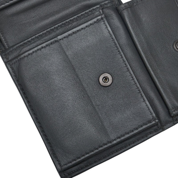 ボッテガヴェネタ イントレチャート 二つ折り財布 コンパクトウォレット ブラック レザー メンズ BOTTEGAVENETA 【中古】