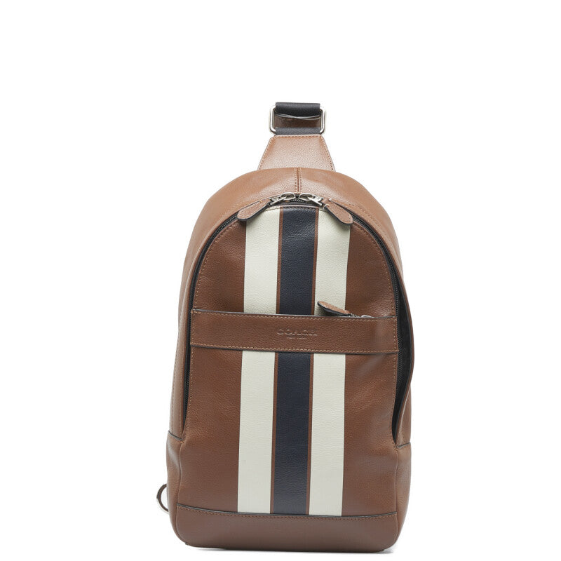 コーチ チャールズ ヴァーシティ ボディバッグ F72226 ブラウン マルチカラー レザー メンズ COACH 【中古】