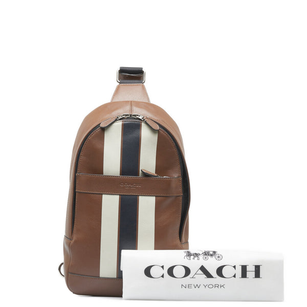 コーチ チャールズ ヴァーシティ ボディバッグ F72226 ブラウン マルチカラー レザー メンズ COACH 【中古】