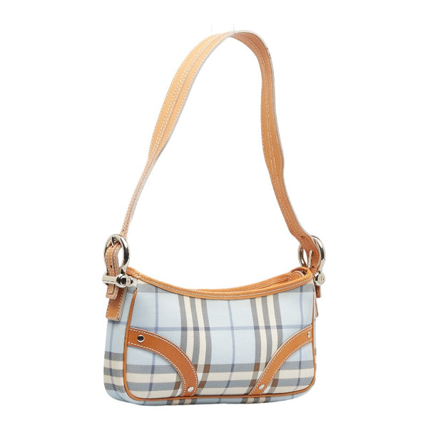バーバリー ノバチェック ワンショルダーバッグ ハンドバッグ T-04-02 ブルー マルチカラー PVC レザー レディース BURBERRY 【中古】