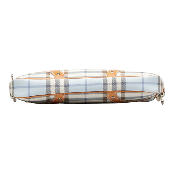 バーバリー ノバチェック ワンショルダーバッグ ハンドバッグ T-04-02 ブルー マルチカラー PVC レザー レディース BURBERRY 【中古】