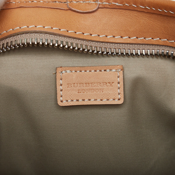 バーバリー ノバチェック ワンショルダーバッグ ハンドバッグ T-04-02 ブルー マルチカラー PVC レザー レディース BURBERRY 【中古】