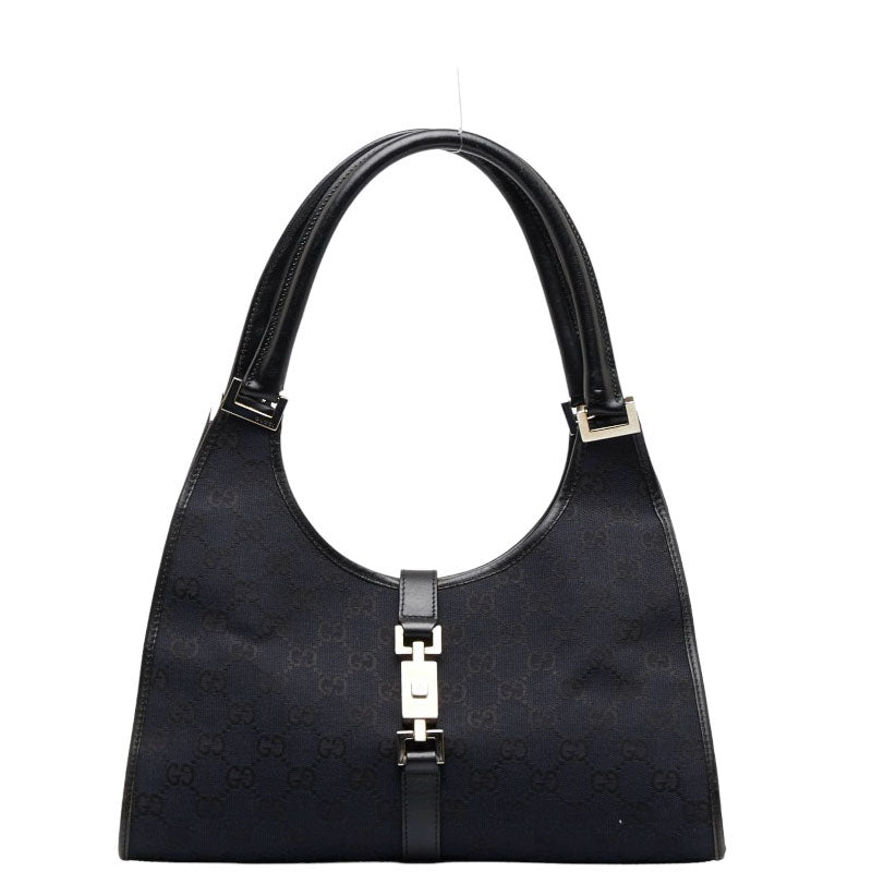 グッチ GGキャンバス ジャッキー ハンドバッグ ショルダーバッグ 002 1067 ブラック キャンバス レザー レディース GUCCI 【中古】