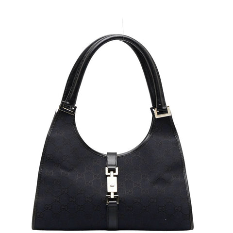 グッチ GGキャンバス ジャッキー ハンドバッグ ショルダーバッグ 002 1067 ブラック キャンバス レザー レディース GUCCI 【中古】