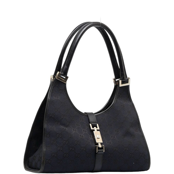 グッチ GGキャンバス ジャッキー ハンドバッグ ショルダーバッグ 002 1067 ブラック キャンバス レザー レディース GUCCI 【中古】