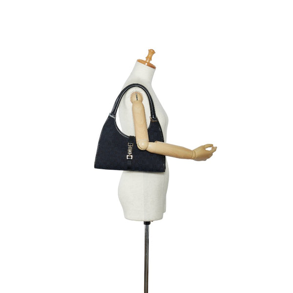 グッチ GGキャンバス ジャッキー ハンドバッグ ショルダーバッグ 002 1067 ブラック キャンバス レザー レディース GUCCI 【中古】