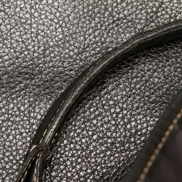 グッチ ロゴ プレート ステッチ ハンドバッグ トートバッグ 211126 ブラック レザー メンズ GUCCI 【中古】