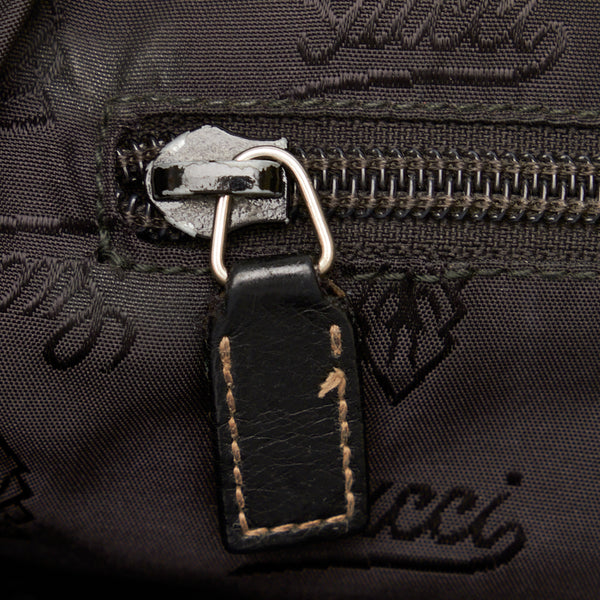 グッチ ロゴ プレート ステッチ ハンドバッグ トートバッグ 211126 ブラック レザー メンズ GUCCI 【中古】