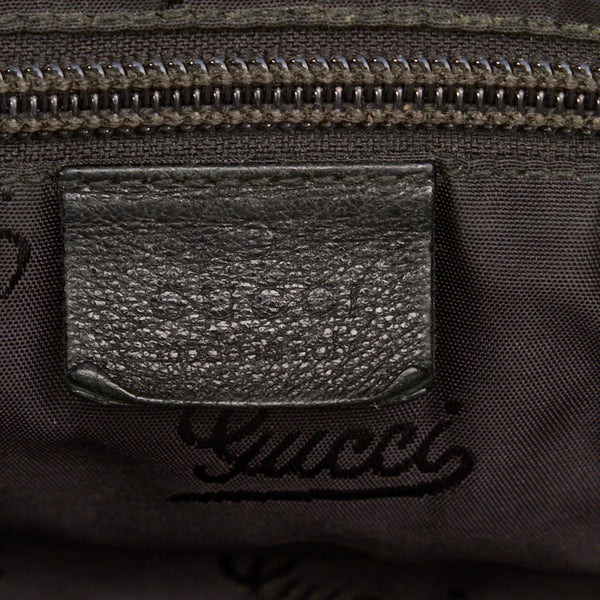 グッチ ロゴ プレート ステッチ ハンドバッグ トートバッグ 211126 ブラック レザー メンズ GUCCI 【中古】