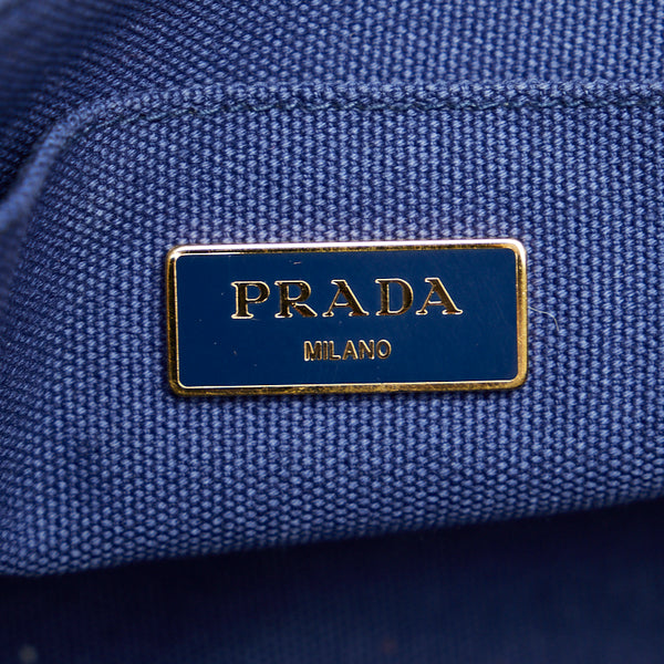 プラダ カナパ トートバッグ ショルダーバッグ 2WAY B1872G ブルー キャンバス レディース PRADA 【中古】