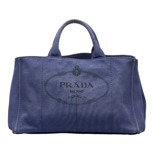 プラダ カナパ トートバッグ ショルダーバッグ 2WAY B1872G ブルー キャンバス レディース PRADA 【中古】