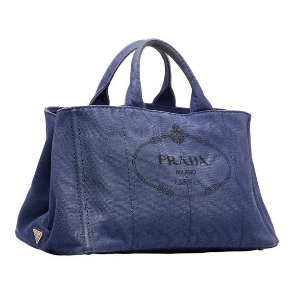 プラダ カナパ トートバッグ ショルダーバッグ 2WAY B1872G ブルー キャンバス レディース PRADA 【中古】