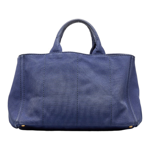 プラダ カナパ トートバッグ ショルダーバッグ 2WAY B1872G ブルー キャンバス レディース PRADA 【中古】