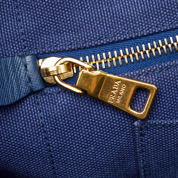 プラダ カナパ トートバッグ ショルダーバッグ 2WAY B1872G ブルー キャンバス レディース PRADA 【中古】