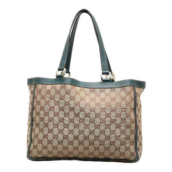 グッチ GGキャンバス アビー ショルダーバッグ トートバッグ 146247 ベージュ グリーン キャンバス レザー レディース GUCCI 【中古】