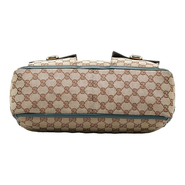 グッチ GGキャンバス アビー ショルダーバッグ トートバッグ 146247 ベージュ グリーン キャンバス レザー レディース GUCCI 【中古】