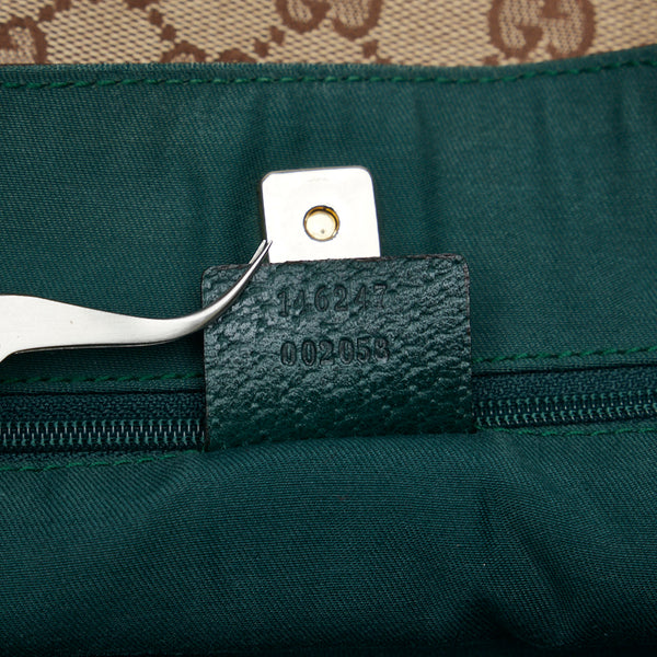 グッチ GGキャンバス アビー ショルダーバッグ トートバッグ 146247 ベージュ グリーン キャンバス レザー レディース GUCCI 【中古】