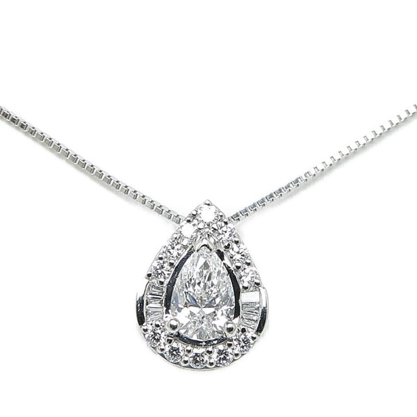 Pt950 プラチナ ダイヤ0.50ct ダイヤ0.17ct 雫 モチーフ ペンダントネックレス レディース 【中古】