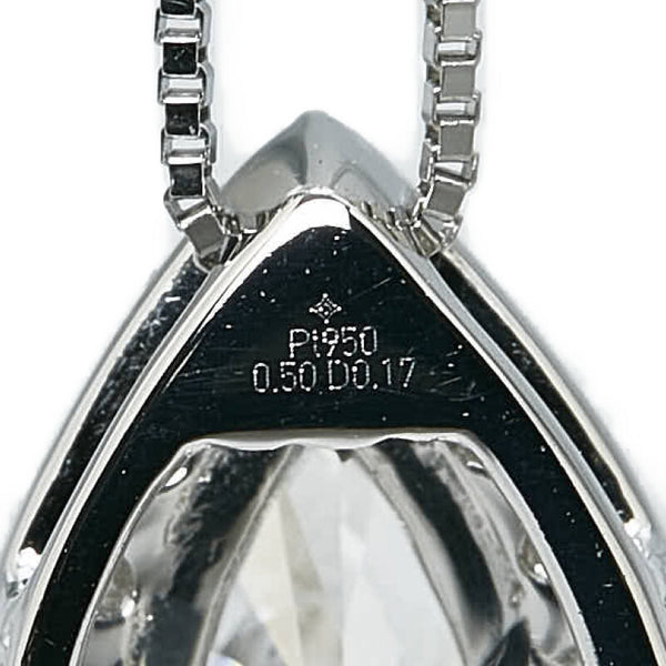 Pt950 プラチナ ダイヤ0.50ct ダイヤ0.17ct 雫 モチーフ ペンダントネックレス レディース 【中古】