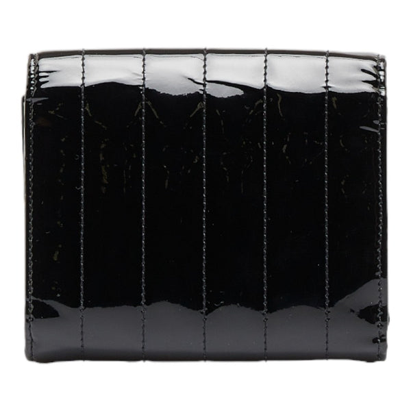 サンローラン ヴィッキー 三つ折り財布 コンパクトウォレット ブラック エナメル レディース SAINT LAURENT 【中古】