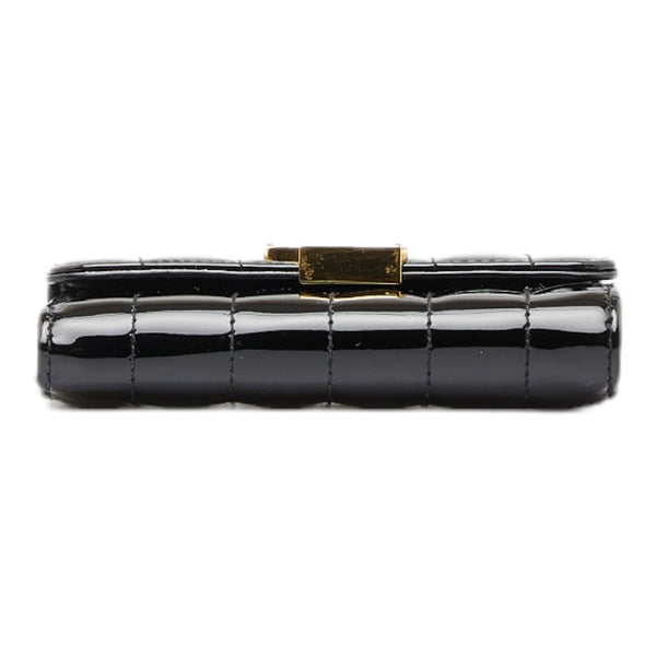 サンローラン ヴィッキー 三つ折り財布 コンパクトウォレット ブラック エナメル レディース SAINT LAURENT 【中古】