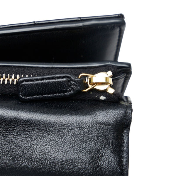 サンローラン ヴィッキー 三つ折り財布 コンパクトウォレット ブラック エナメル レディース SAINT LAURENT 【中古】