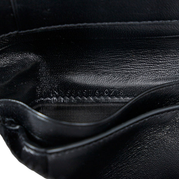 サンローラン ヴィッキー 三つ折り財布 コンパクトウォレット ブラック エナメル レディース SAINT LAURENT 【中古】