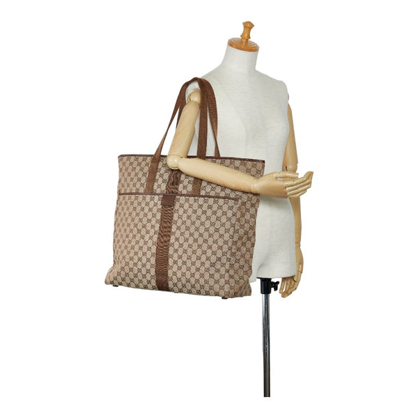 グッチ GGキャンバス ハンドバッグ トートバッグ 90481 ベージュ キャンバス レザー レディース GUCCI 【中古】