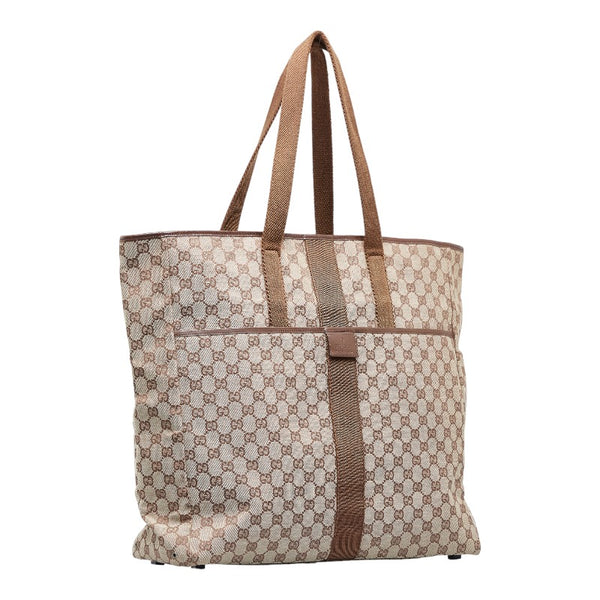 グッチ GGキャンバス ハンドバッグ トートバッグ 90481 ベージュ キャンバス レザー レディース GUCCI 【中古】