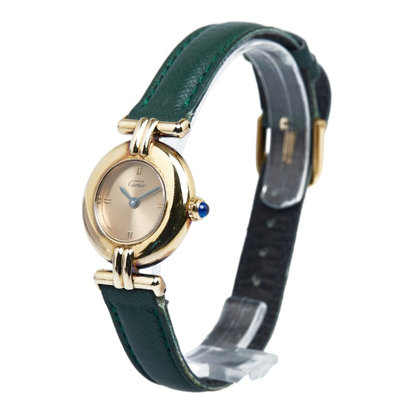 カルティエ マストコリゼ ヴェルメイユ ベルト（社外品） 腕時計 1902 クオーツ ゴールド文字盤 SV925 シルバー レディース CARTIER 【中古】