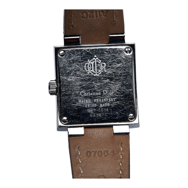 クリスチャンディオール リヴァ ダイヤベゼル 腕時計 D98-1014 クオーツ ブラック文字盤 ステンレススチール レディース Christian Dior 【中古】