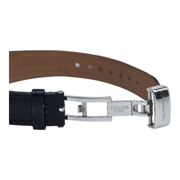 クリスチャンディオール リヴァ ダイヤベゼル 腕時計 D98-1014 クオーツ ブラック文字盤 ステンレススチール レディース Christian Dior 【中古】