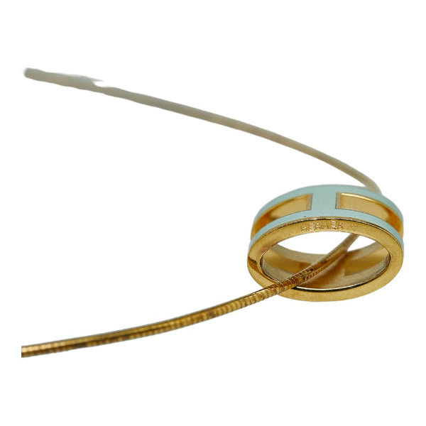 エルメス ミニポップアッシュ H ネックレス ライトブルー ゴールド メッキ レディース HERMES 【中古】